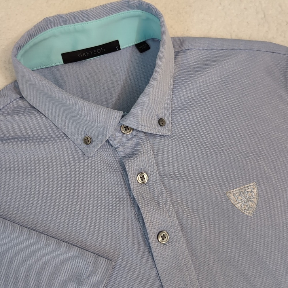 Greyson Golf Wisteria Blue Polo Shirt Men's Sm S/S Performance Stretch